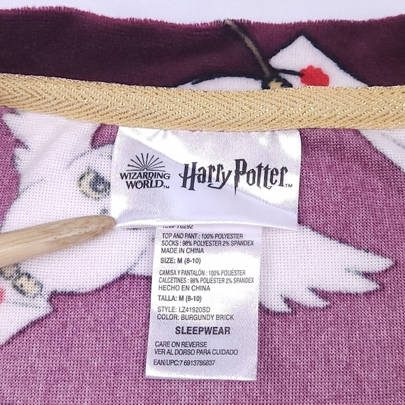 NWOT Harry Potter Fleece Longsleeve Pajama Shirt Size Medium (8-10) - Picture 3 of 4